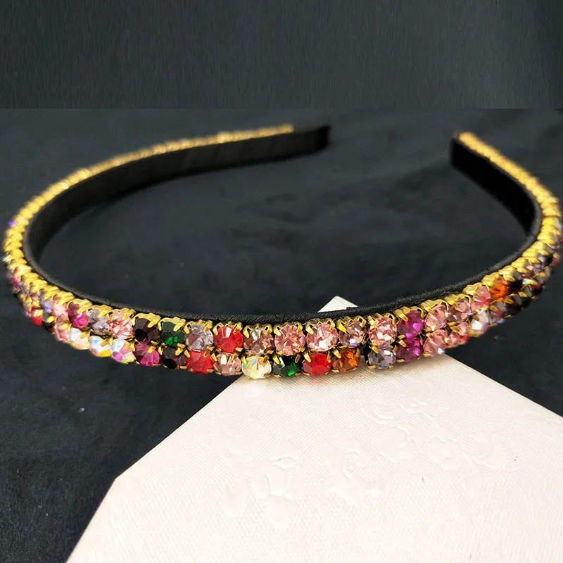 Мода 4 ряда со сверкающими стразами Hairband женский супер флэш двойной с украшением в виде кристаллов боковые волосы головная повязка, аксессуары для волос - Окраска металла: 5