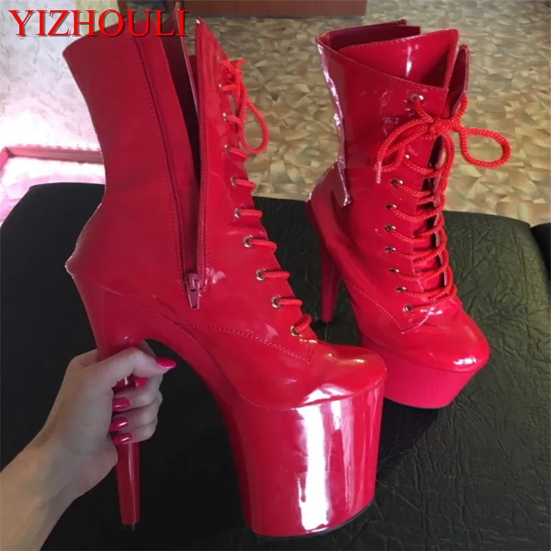 Stylish and sexy, knightly 8-9 inches high heel ankle boots, suitable for women's autumn and winter shoes, 17-23CM pole dancin