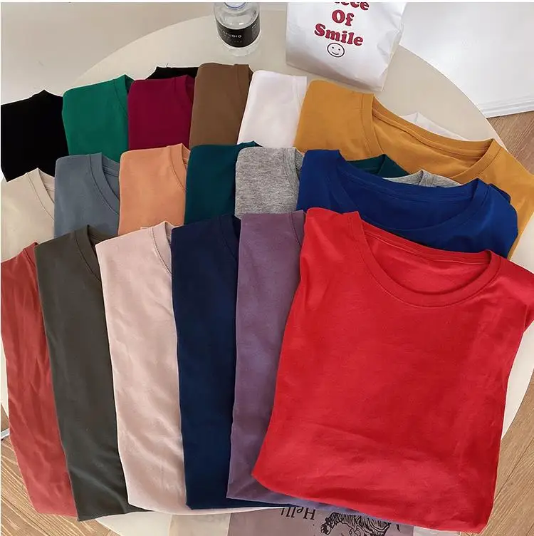 

Summer Harajuku Casual Tee Shirt Solid Color Basic T Shirt For Women