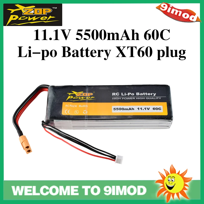 ZOP Power 11 1 V 60C 5500mAh 3S Lipo батарея XT60 Замена батареи для радиоуправляемого гоночного