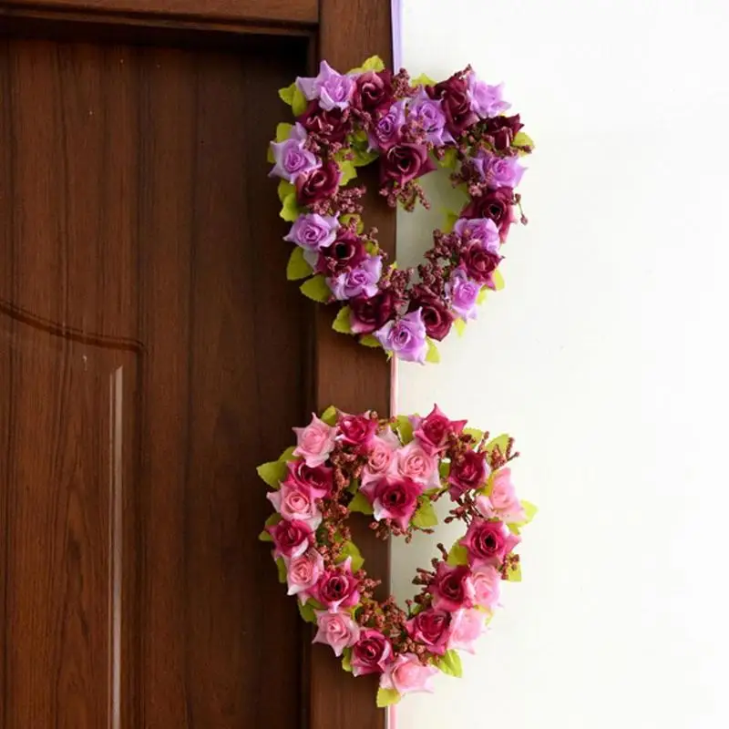 Искусственные цветы в форме розы сердца с цветочной гирляндой для украшения