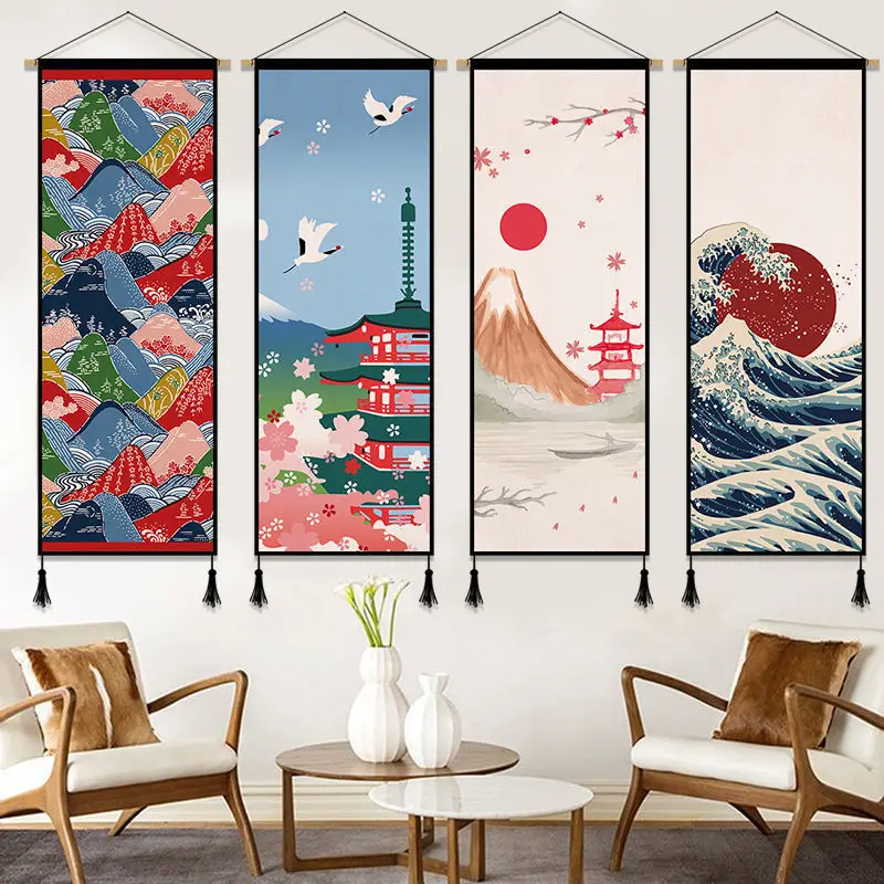 

Multi Size Japanese Ukiyo Tapestry of Cloth Art Background Wall Decoration Painting Dining Room Study Hanging Cloth Tapestry