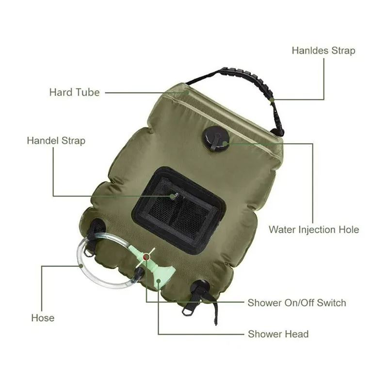 2020 мешков для воды на солнечной батарее мешок душа пешего туризма кемпинга 20 л