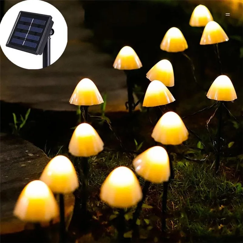 Solar Power 20//30//50LED Mushroom Flower Fairy Garden Lights String Outdoor Decor
