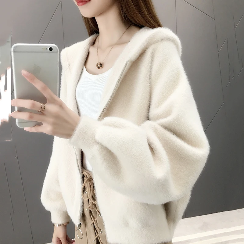 Имитация норки кашемировый свитер пальто для женщин 2020 Новинка весна осень