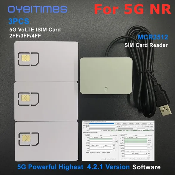 Кардридер OYEITIMES для SIM-карт программируемый 3 шт. 2FF/3FF/4FF 5G NR 3GPP R16 исима пустая карта