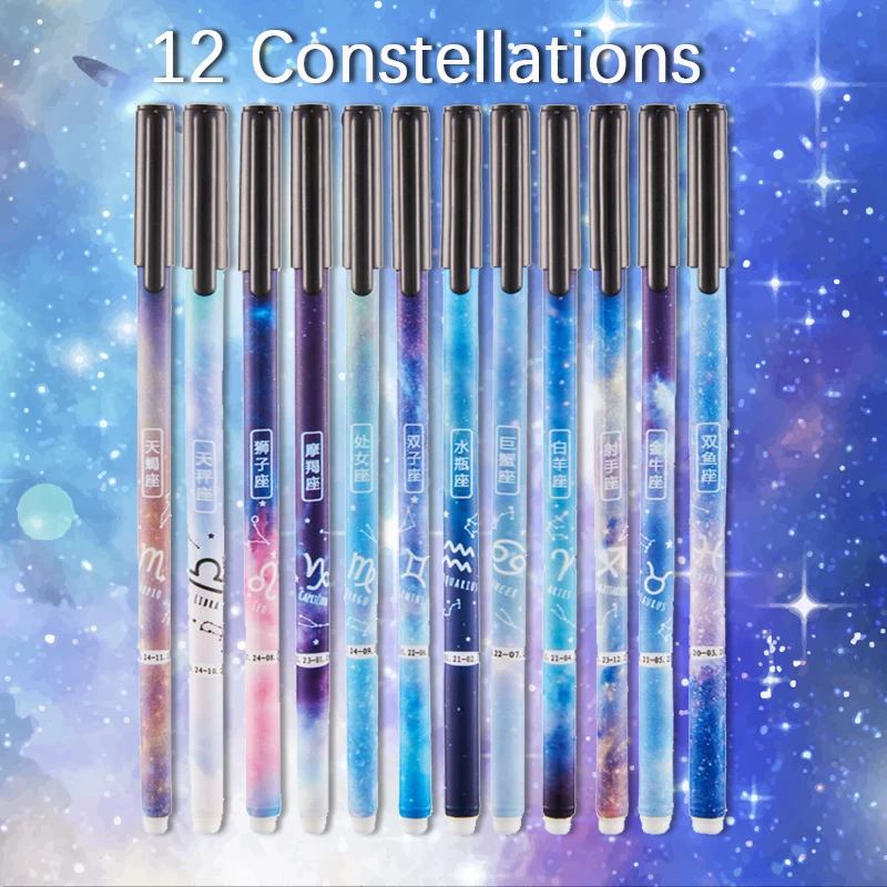 

3pc/lot Constellation Gel Pen Novelty 0.5mm Starry Black Ink Pen for Girl Gift Student Stationery School Writing Office Supplies