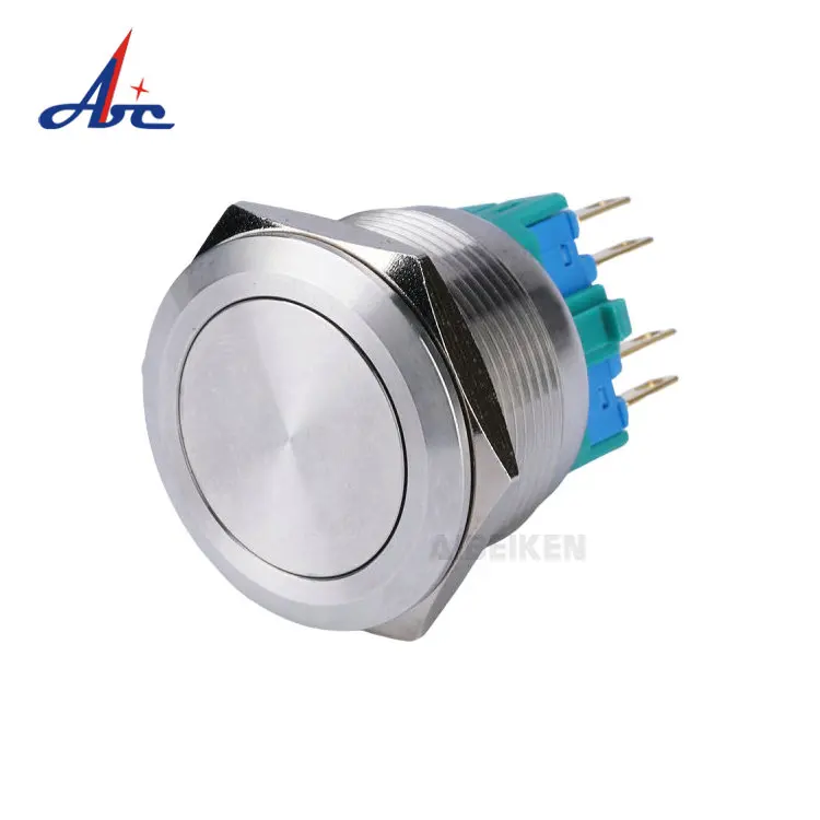 Водонепроницаемый мгновенный переключатель IP67, металлический кнопочный переключатель 12 В, плоская головка