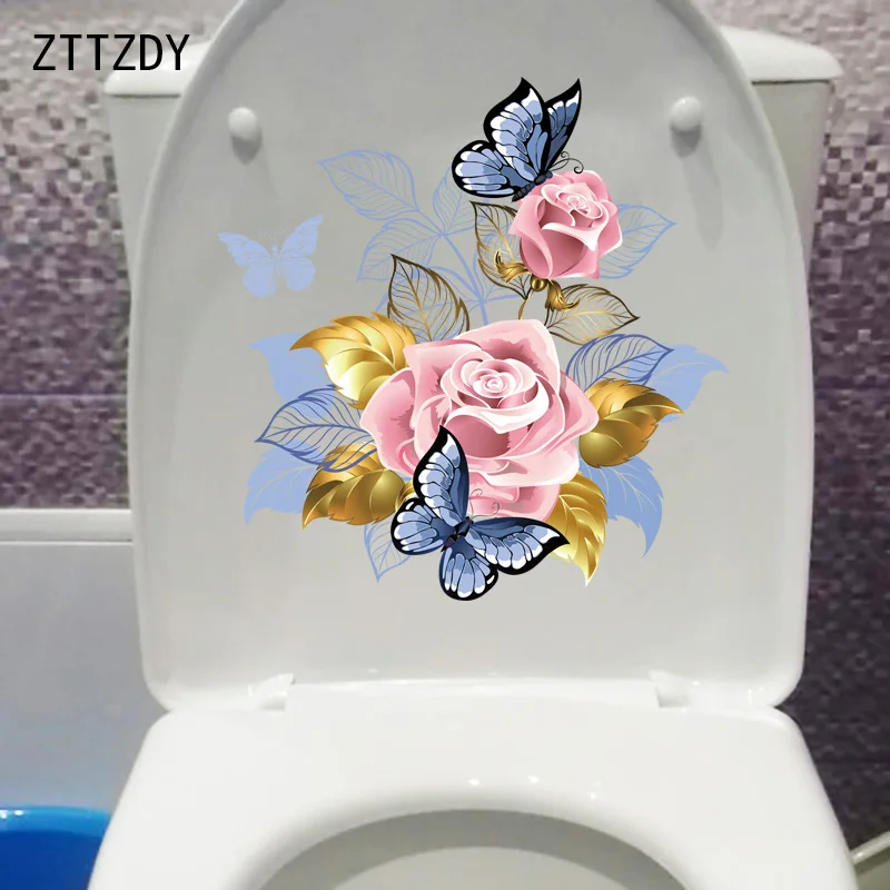

ZTTZDY 23 см × 23,7 см Роза бабочка домашний декор для детей наклейки на стены Туалет Стикеры T2-0894