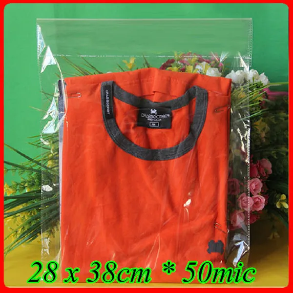 300 шт/партия 28x38 см * 50mic самоклеящаяся пластиковая упаковочная сумка с