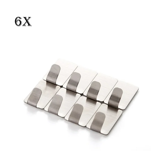 

6pcs Adhesive Stainless Steel Towel Hooks Family Robe Hanging Hooks Hats Bag Family Robe Hats Bag Key Adhesive Wall Hanger