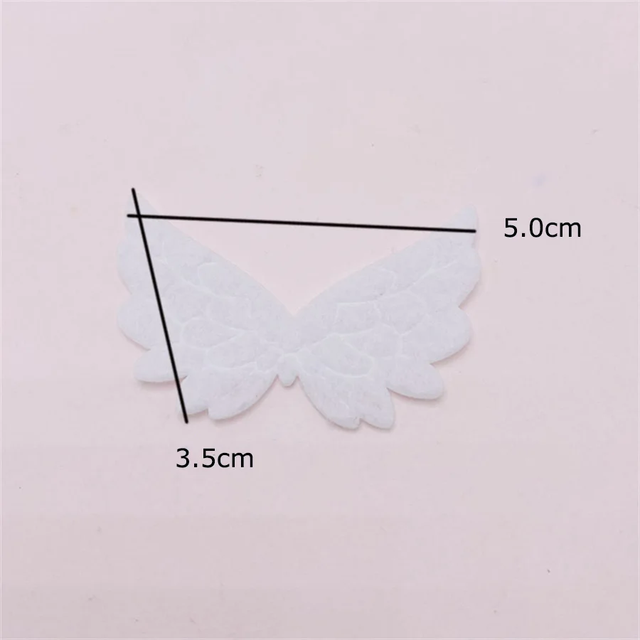 

50Pcs/Lot 5*3.5CM White Felt Cloth Wings Padded Appliques For DIY Children Hair Accessories And Garment Patches Baking Plugins