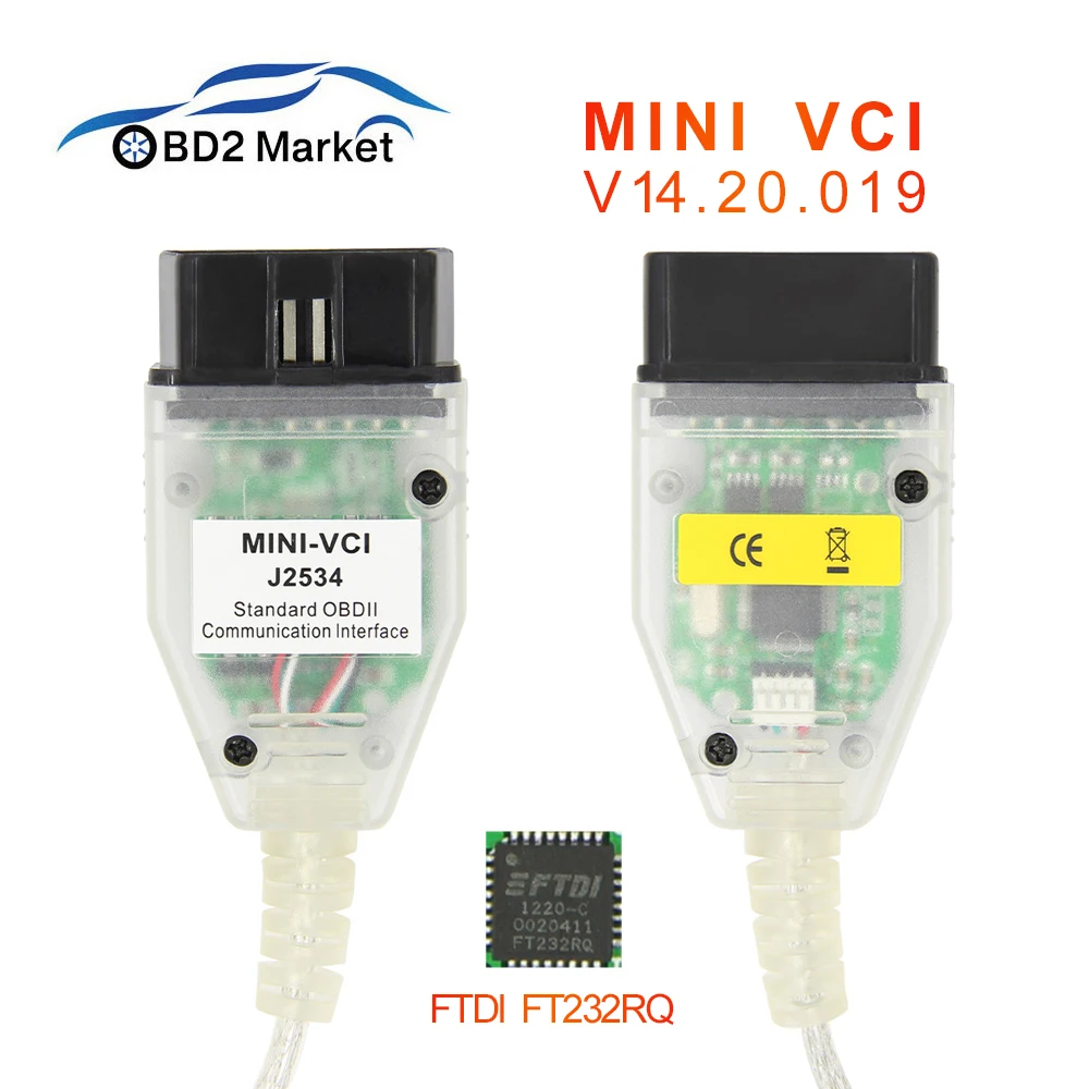 Диагностический мини-разъем V14.20.019 FTDI FT232RQ SAE J2534 для Toyota MINIVCI J2534 TIS Techstream OBD2 сканер Диагностика интерфейса кабель