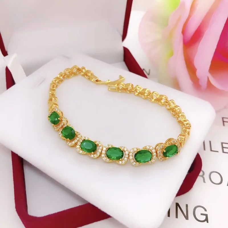

OMHXFC Wholesale YM290 Woman Party Birthday Wedding Gift Water Drop Zircon 24KT Gold Necklace+Ring+Bracelet+Earrings Jewelry Set