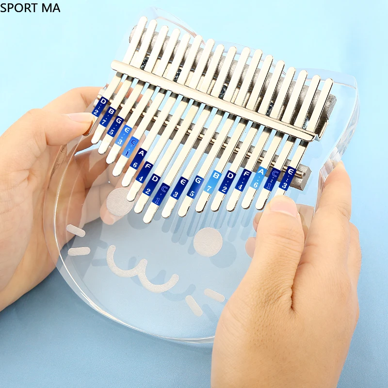 

Kalimba17 key thumb piano acrylic Mbira Sanza musical instrument tuning hammer learning book Pink Kalimba Children's gifts