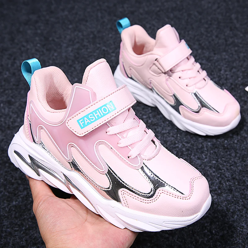 Fashion New Kids Sneakers Outdoor Boys Sport Shoes Children Basket Sneakers Girls Leather Surface Non Slip Casual Running Shoes