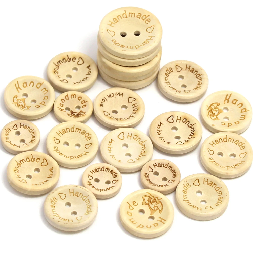 Пуговицы деревянные разных стилей для рукоделия 2 отверстия шитья одежды 50 шт. |
