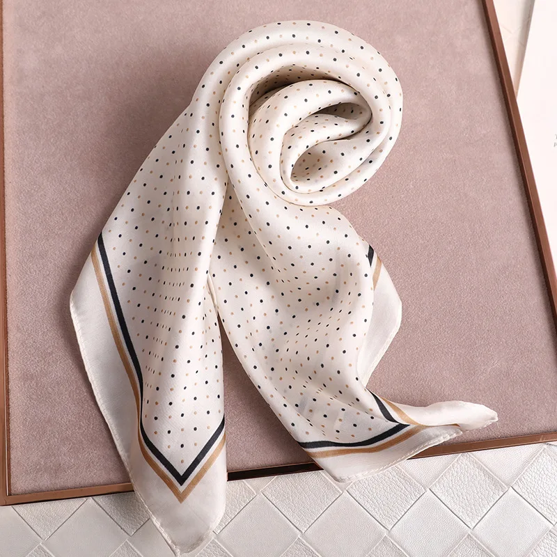 

Dot Print Kerchief Silk Satin Hair Scarf For Women Small Shawls Fashion Hair Scarfs Female 70*70cm Square Bag Scarves For Ladies
