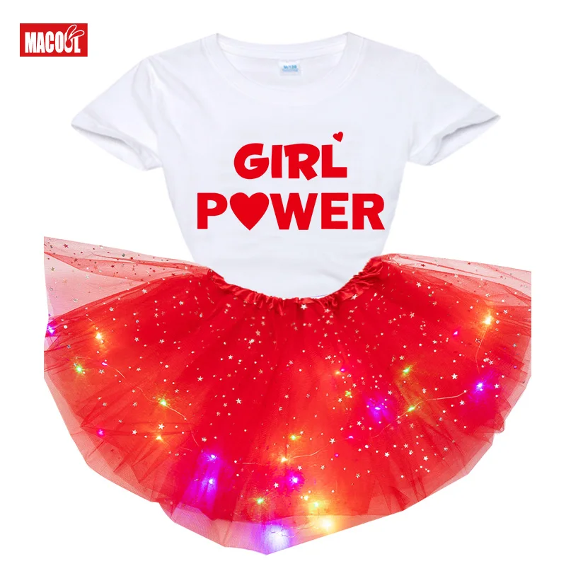 Girls Clothing Set New 2021 Summer Fashion Style Cartoon Printed T-Shirts+tutu Dress Set Girls Short Skirts Dress Clothes Sets