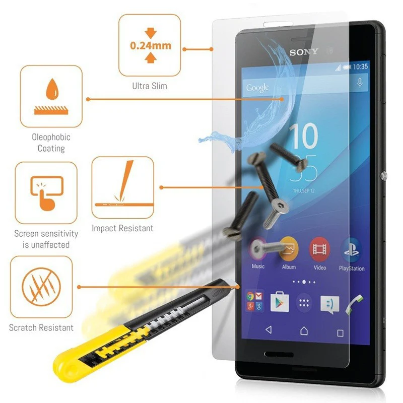 Прозрачное Защитное стекло для sony Xperia M2 M5 M4 Aqua закаленное XA XA1 XA2 ультразащитное Plus