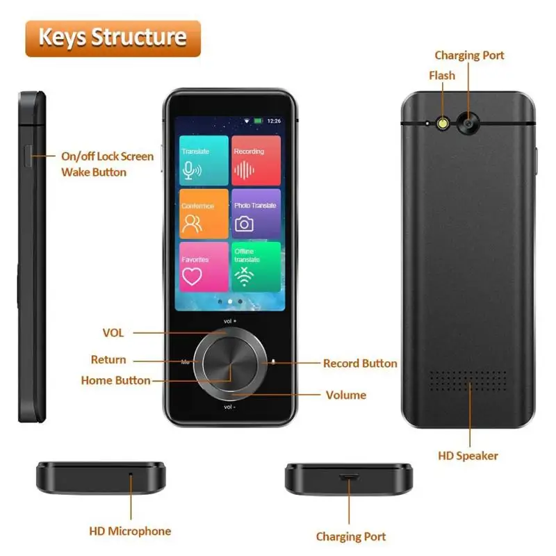 Мгновенный голосовой переводчик M9 107 языков двусторонний умный в реальном