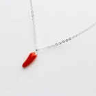 Ожерелье женское из серебра с Красной глазурью в виде капли