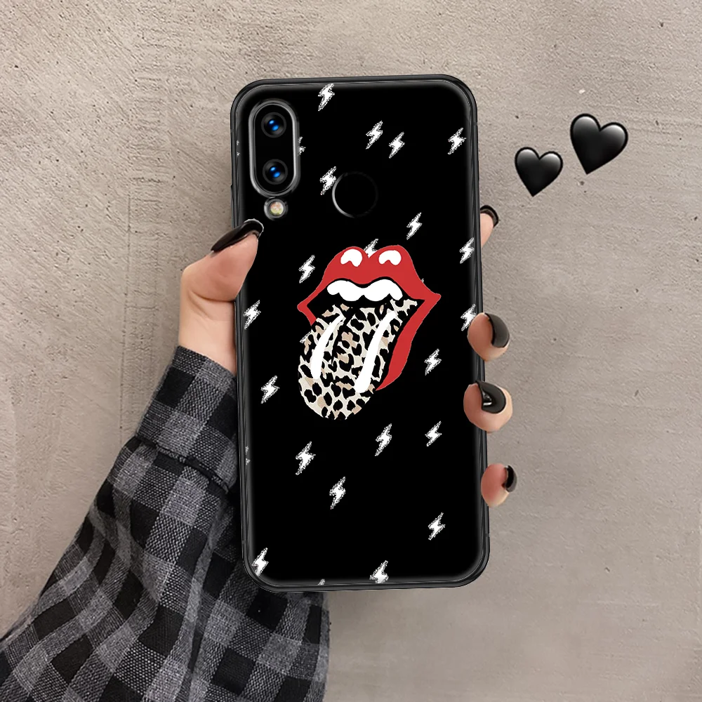 

Band Rolling Stone Phone case For Huawei P Mate P10 P20 P30 P40 10 20 Smart Z Pro Lite 2019 black luxury coque trend hoesjes 3D
