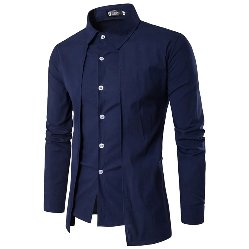 Mens Casual Office Shirts Slim Fit Lapel Dress Shirts Long Sleeve Party Shirts Button Shirts