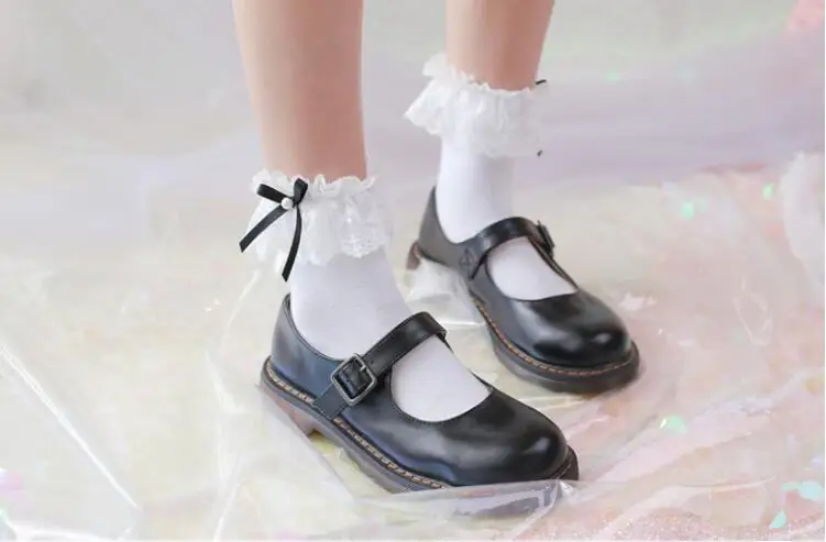 Белые носки Лолиты кружевные хлопковые милые с бантиками | Тематическая одежда и