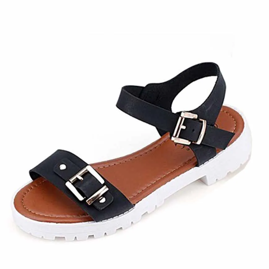 

2022 Spring Women Sandals Buckle Strap Ladies Sandals Casual Flat Sandals Women Open Toe Shoes Woman Footwear