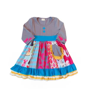 Осень-зима 2021, Хлопковое платье с длинным рукавом для девочек, Лидер продаж, новый стиль для подарка