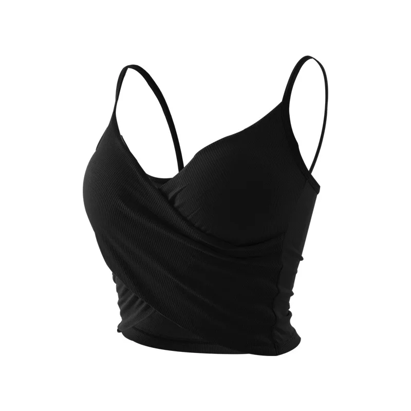 

Women Intimates Camisole Comfortable Crop Top Solid Color Simple All-match Underwear Seamless Padded Cross Tank Top For Girls
