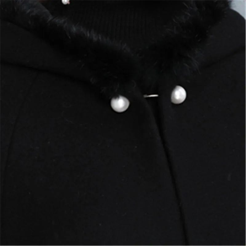 

New Fashion High Quality Winter Cloak Coat Women Embroidery Elegant Ponchos and Capes Wool Coats Hooded Plus Size Women