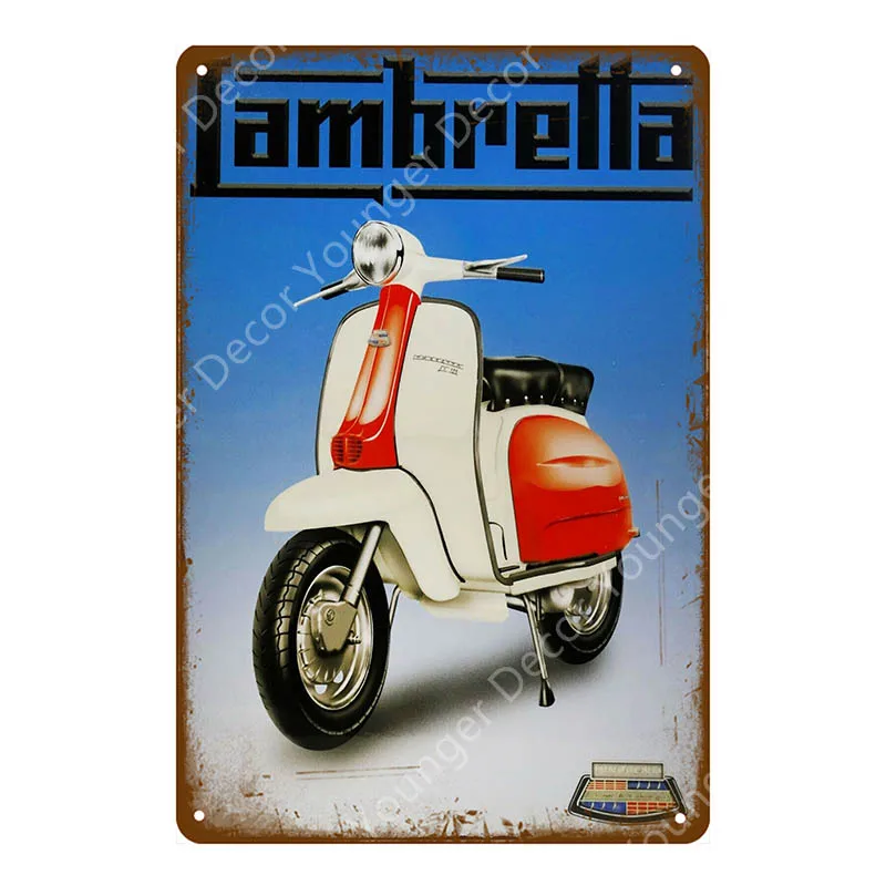 YD7489F Модники, металлические оловянные знаки, итальянские скутеры Lambretta Vespa, винтажная настенная табличка, гаражный магазин, Декор для дома, комнаты, плакат для мотоцикла - Цвет: YD7489F