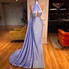 Abendkleider Русалка Вечерние платья с длинными рукавами и высоким воротником атласная Vestidos Формальное реальное изображение в Дубае вечернее платье на выпускной, 2021