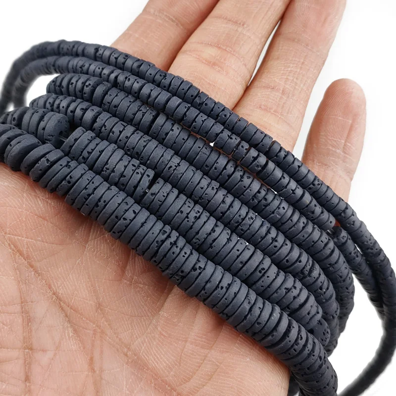 Натуральный черный камень из вулканической лавы бусины 4/6/8 мм плоские круглые