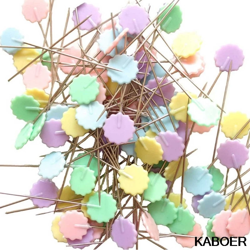 

100PCS Buttons Patchwork Pins Needles Flower Sewing Pins DIY Crafts with 4 Types Available DIY Apparel Sewing Pins