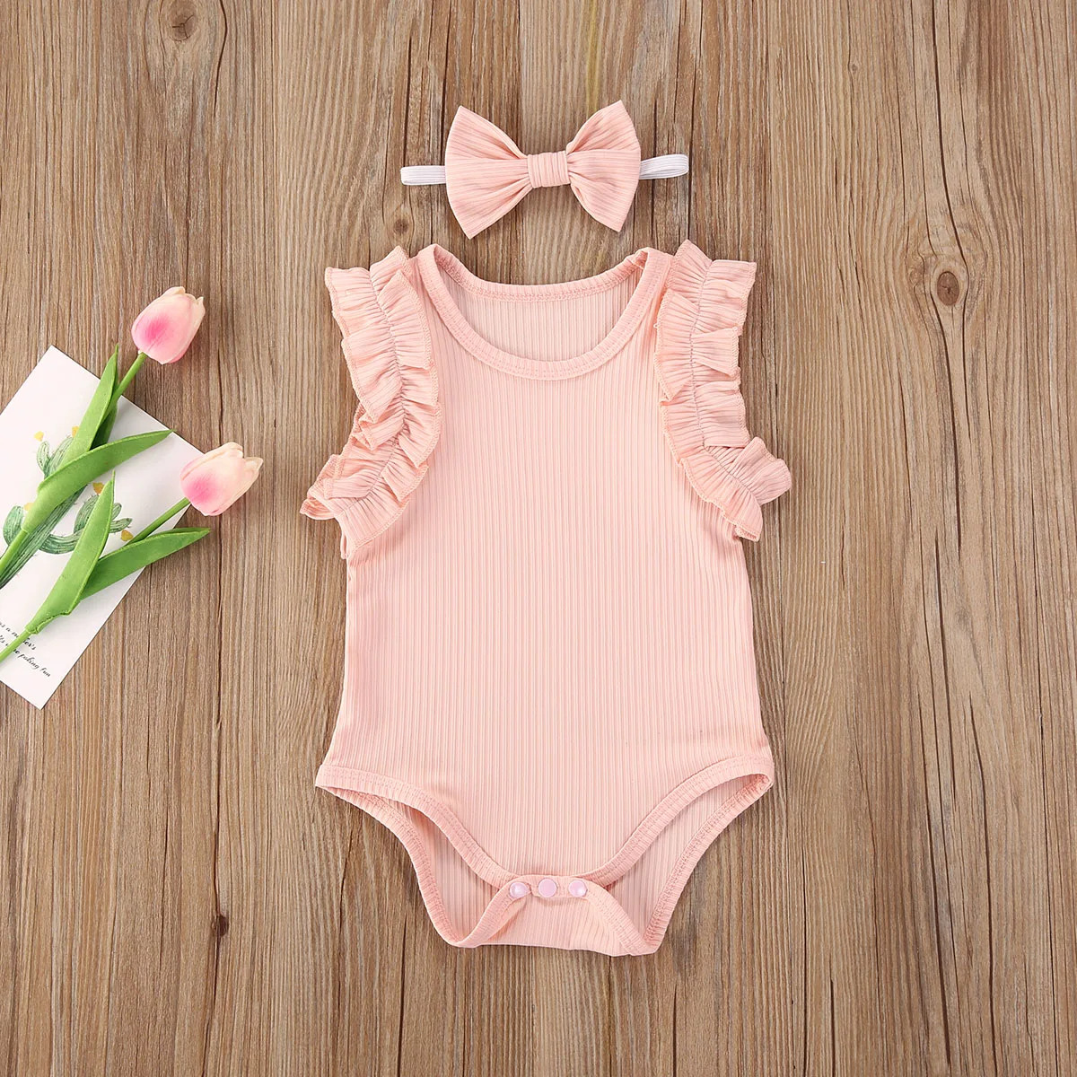 

Infant Baby Girl 0-18M Basic Ruffle Flower Short Sleeve Romper Cotton Bodysuits Summer Clothes