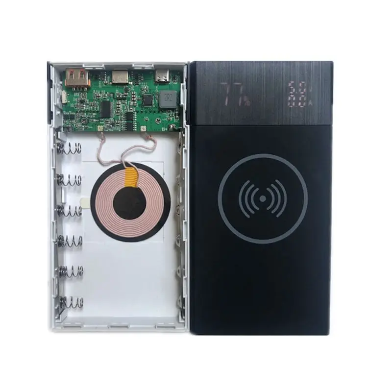 Новинка 6x18650 аккумулятор DIY Qi Беспроводное зарядное устройство QC3.0 USB Type C PD Power Bank