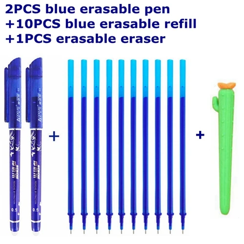 A style blue ink Стираемая ручка стержень набор гелевых ручек 0,5 мм синие/черные чернила стержни шариковые для школы и офиса канцелярские принадлежности - Цвет: A style blue ink