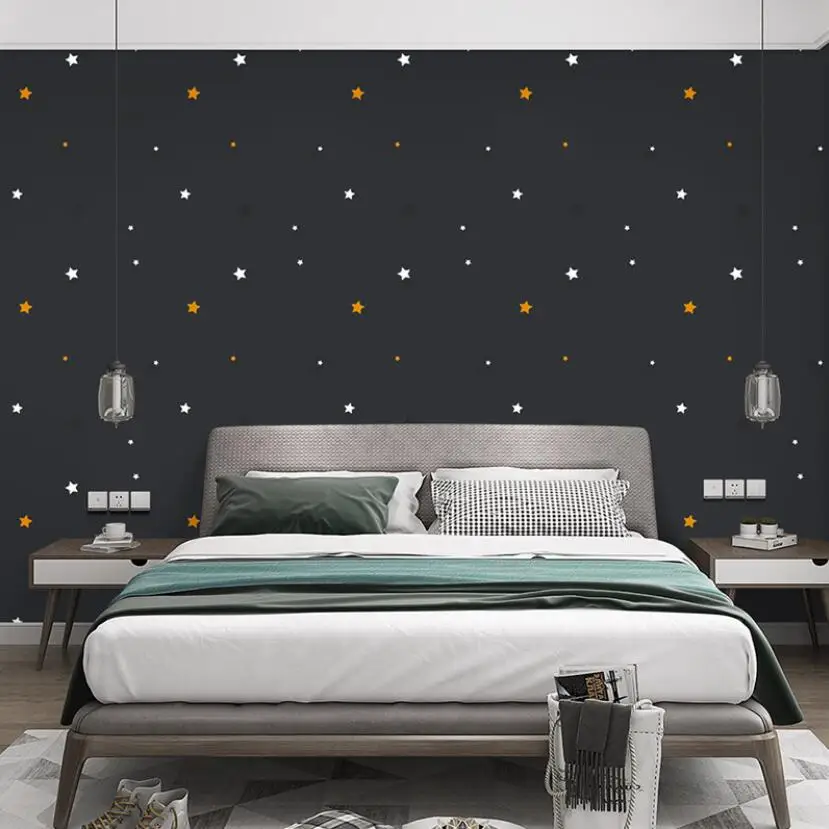 Мультяшная Милая звезда настенная бумага сделай сам для детской комнаты розовая