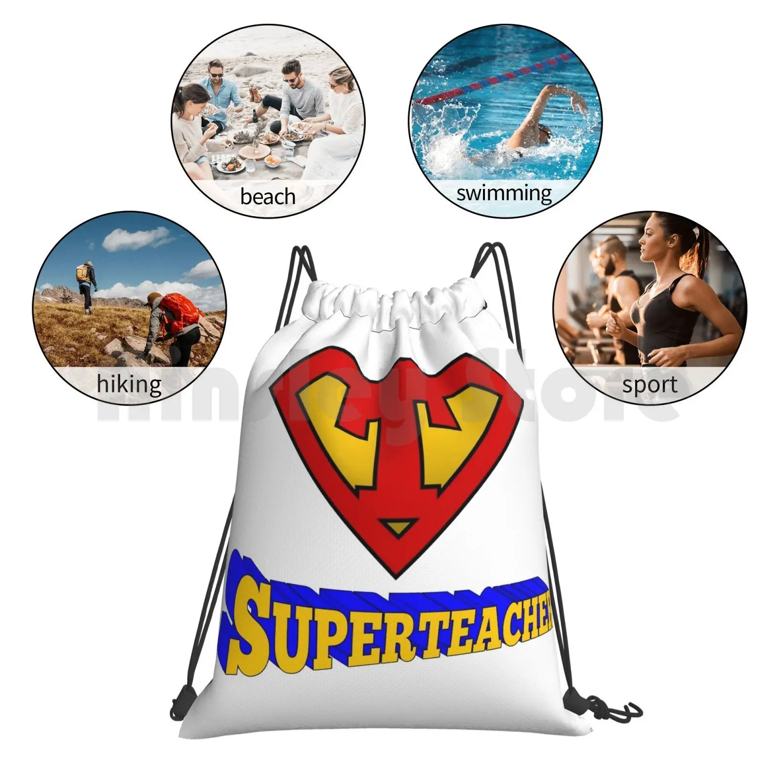 

Funny Superhero-Superteacher-Strength Courage Bravery Humor Backpack Drawstring Bags Gym Bag Waterproof Funny Superhero