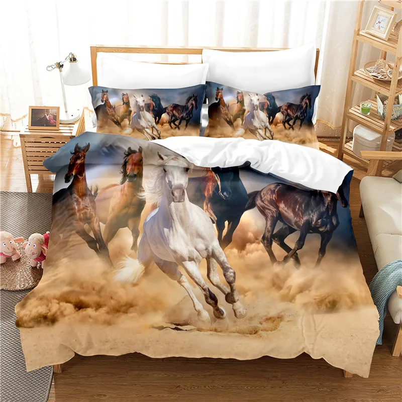 

Horses Bedding Set For Bedroom Soft Bedspreads For Bed Home Comefortable Duvet Cover Quilt Cover And Pillowcase