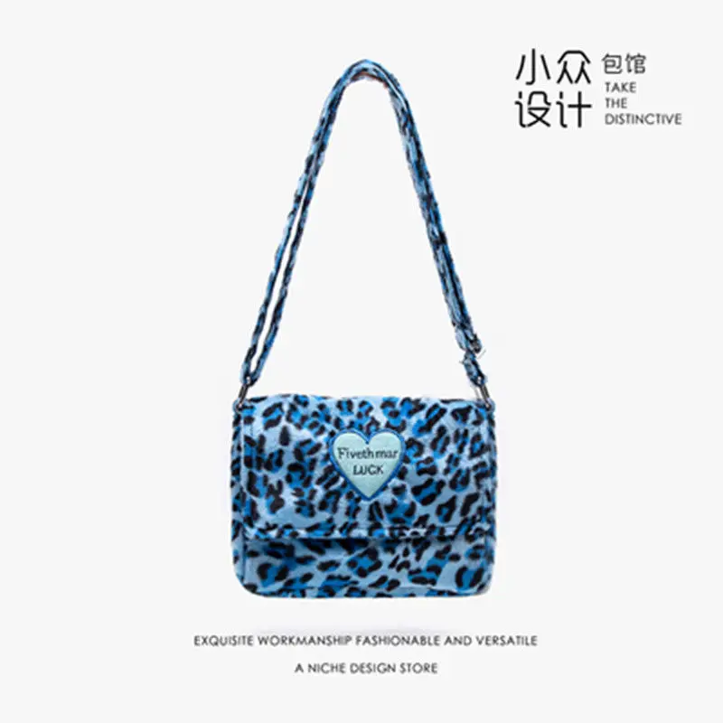 

NEW Fashion Leopard Print Crossbody Bag Women Plush Soft Casual Shoulder Messenger Bag 2020 Fluffy Female Leopard Handbag