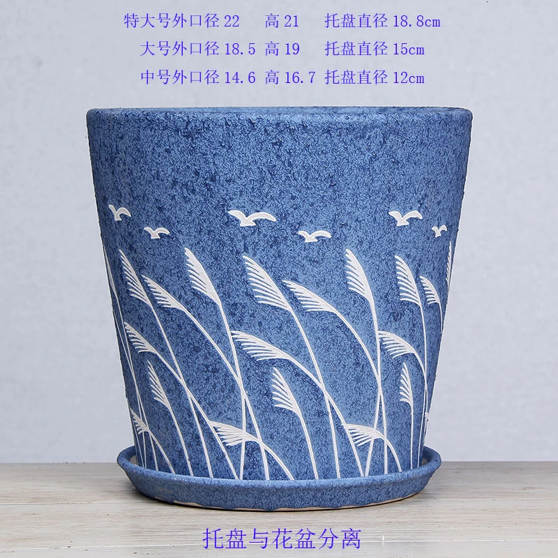

European Style Flowerpot Ceramics Tuba Oversize High Paragraph Green Luo Potted Plant Indoor Meaty Flowerpot