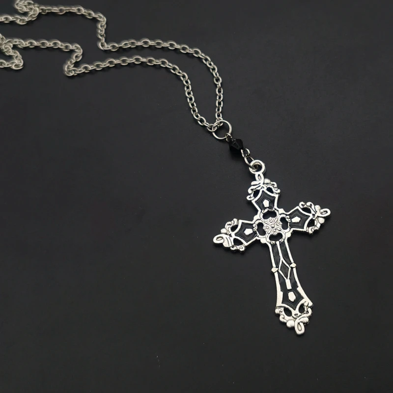 

Christ Baroque Cross Pendant Necklace Women Men Gift Vintage 90s Long Chain Punk Jewelry Accessories Choker Gothic Wholesale