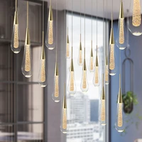 customizable post modern crystal glass led pendant lights hanglamp drop light restaurant bar pendant lamp staircase lamps
