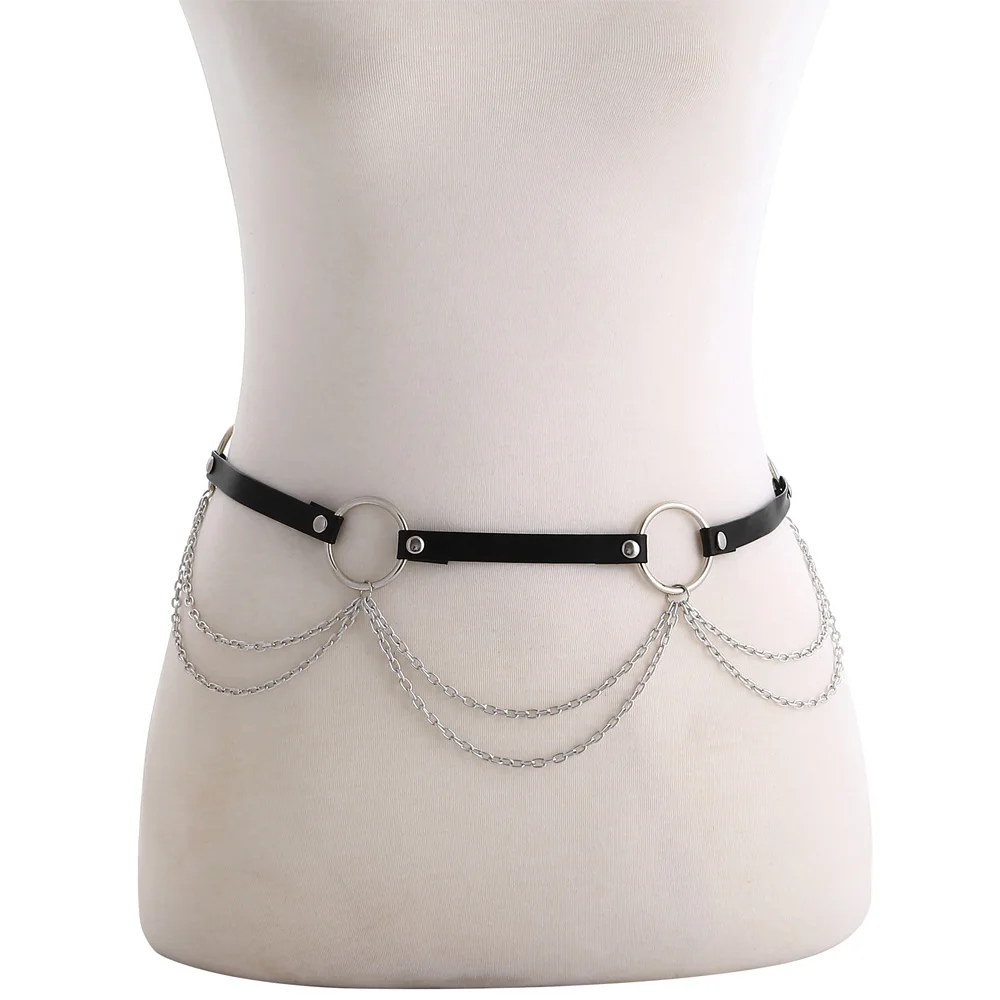 

Leather Body Harness Chain Belt Sexy Body Chain Women Straps Girls Rave Waist Jewelry Fashion Accessory