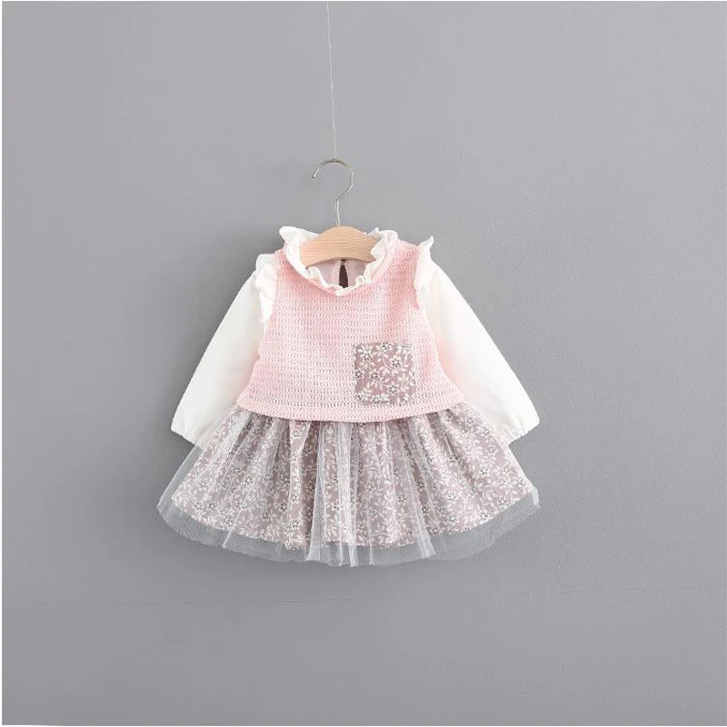 Осеннее Хлопковое платье для малышей Одежда младенцев рубашка девочек топы