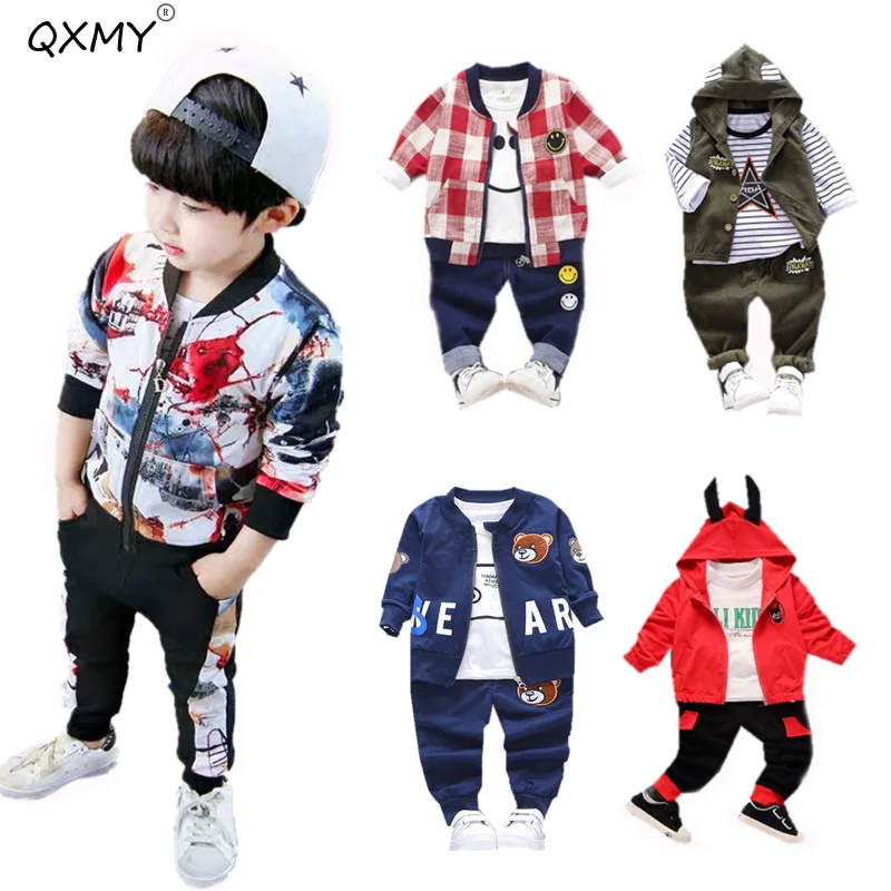 

Clothing Sets Boys Clothes Children Spring Autumn Cotton 3Pcs Suit Long Sleeve Coat + Shirt + Pants Kids Outwear